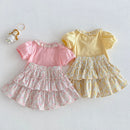 Baby Lace Collar T-shirt Summer Girls Version Bubble Sleeve Top Cute Floral Skirt