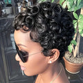 Short Pixie Curly Wigs Human Hair Chic Short Pixie Cut Human Hair Wig With Bangs Full Wigs