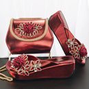 Women's Wedge heel Matching Shoe and Bag Set High Heel for Weddings and Parties