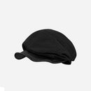 Knitted Splicing Leather Brim Berets Cap for Women Spring Autumn Casual Hats