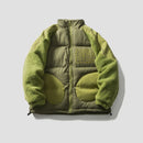 Men's American Sherpa Spliced Warm Coats Winter Thickened Casual Loose Parkas Jacket