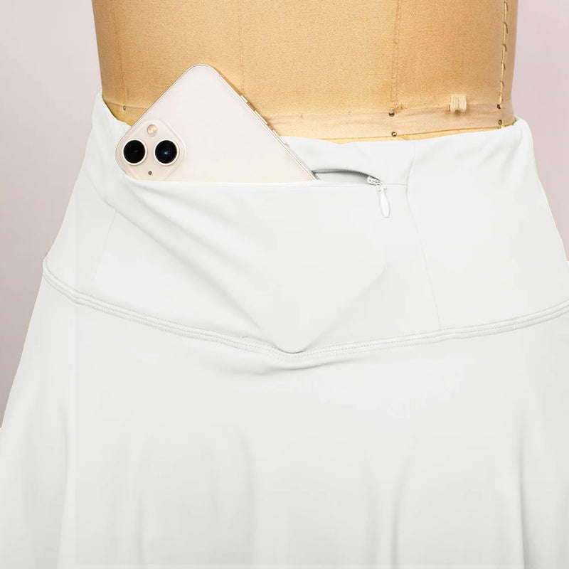 Women Skirt With Attached Briefs High Waisted Mid-Thigh Length High Elastic Breathable Skirts
