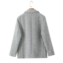 Women Casual Blazer Coat Autumn Winter Warm Woolen Outerwear