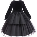 Girl dresses gold velvet long sleeved princess dress is suitable for Christmas party dresses for girls age