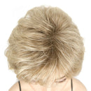 Blonde wig styled in an updo on a white background, Obroi