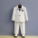 Children's Formal White Black Suit Set Boy Wedding Dress Birthday Party Host Performance Costume Kids