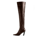 Western Women Boots Genuine Leather Heels Winter Shoes Ladies Long Chelsea Boot