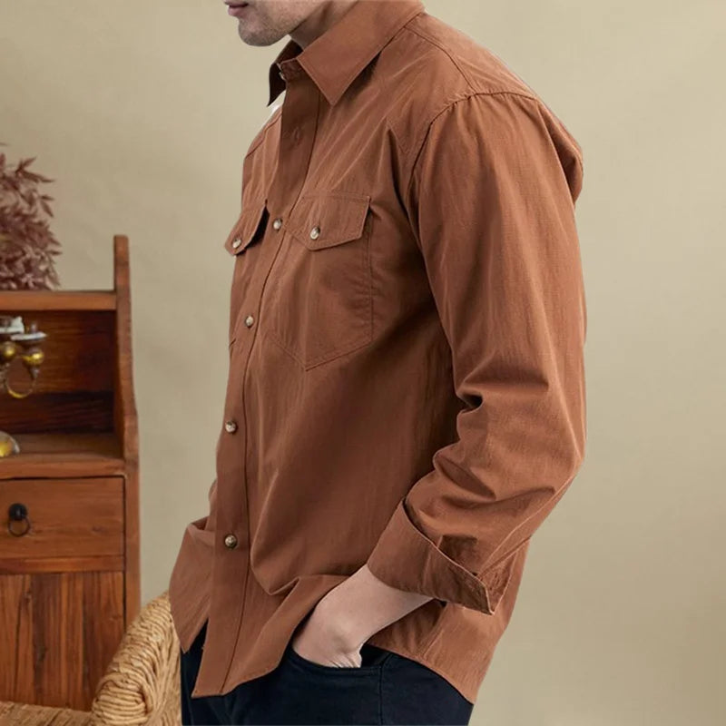 Luxury Solid Pocket Men Shirts Shirt Social Party Dress Shirt Men Clothing