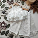 Summer Children Sleeveless Clothes Set Girls Embroidery Lace Sling Tops Trousers 2pcs Suit Kids Princess Outfits