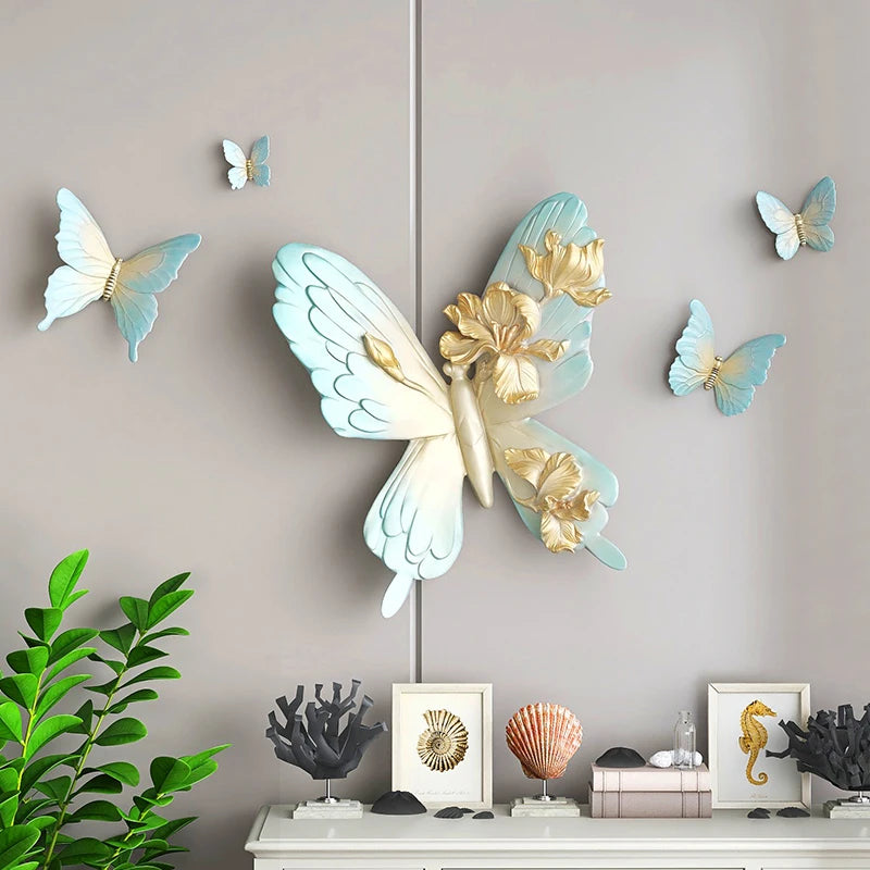 Resin Butterfly Statue Nordic Home Decor Living Room Wall Decor Animal Figurine Indoor Modern Art Dining Room Wall Decoration