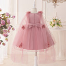 Elegant Flower Tulle Girls Dresses Summer Bridesmaids Birthday Party Princess Dress Girl