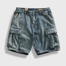 classic American cargo retro denim shorts men summer medium pants