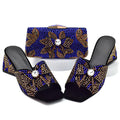 Design Ladies Shoes and Bag Set Decorated with Rhinestone Wedding Shoes Bride Peep Toe Low Black Heels
