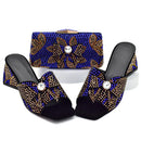 Design Ladies Shoes and Bag Set Decorated with Rhinestone Wedding Shoes Bride Peep Toe Low Black Heels