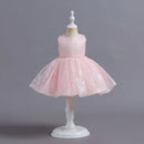 Pearl Belt Baby Girl Dress Wedding Bridesmaid Birthday Party Dress for Kids Hollow Flower