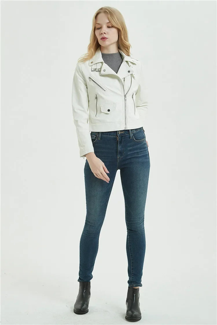Autumn Women Tops Motorcycle Jacket Girls Short Jacket