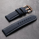 Carbon Fiber Grain Leather Watchband 20 22 24MM Cark Blue Vintage Men's Bracelet For Soft Men's Bracelet