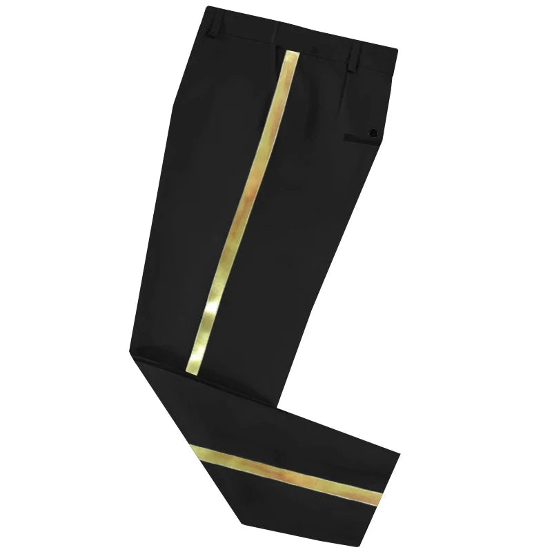 Men pants leather trim Casual Male Formal Pants Elastic Straight Formal Trousers