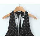 Backless Halter Dress Women Vintage Print Sleeveless Mini Holiday Beach Dresses Summer Robe