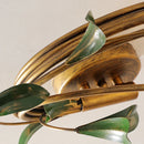 Nordic Room Apartment Chandelier Floral Wedding Pastoral Green Leaf Flower Glass Led Pendent Lamp