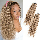 Honey Blonde Deep Wave Crochet Human Hair Extensions Knots Invisible Knotless Feather Crochet Braids Human Hair Bulk Hair For Braiding