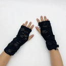 Women's Fingerless Short Ripped Short Gloves Girls Dancing Performance Party Punk Gloves
