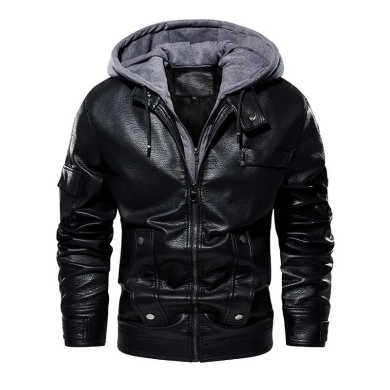 Winter Mens Leather Jackets Casual Motorcycle Jacket Biker Fleece warm Coats Windbreaker Leather Jacket