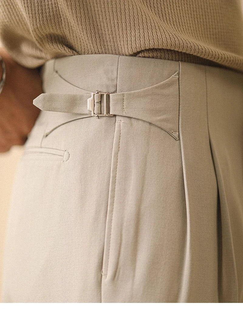 Men's Summer Straight Pants Loose Fitting Naples Casual Pants High Waisted Office Trousers Men