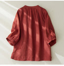 Summer Solid  Linen Brief Blouse Shirt Button Elegant Ladies Women Casual Loose Tops