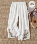 Summer Loose Fit Embroidered Casual Pants Women Female Clothing