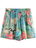 Floral shorts with a drawstring on a white background, Obroi