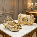 Match Shoe and Bag Set for in Women Royal Blue Crystal Shoe and Purse
