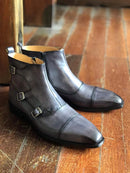 Handmade Buckle Leather Outsole Boot Full Grain Calf Leather Men Official Dress