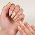 24 handmade almond nails golden patterns butterfly and gem decor Reusable luxurious retro