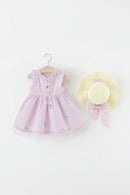 New Children's Clothing Embroidered Girls Cotton Dress Free Hat Casual