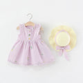 New Children's Clothing Embroidered Girls Cotton Dress Free Hat Casual