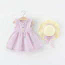 New Children's Clothing Embroidered Girls Cotton Dress Free Hat Casual