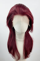 Dark Red 13x4 Wigs for Women Cosplay Shoulder Length Short Curly Wigs Layers Ponytails Medium Cap