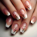 24pcs Spring Flowers False Nails Wearable Detachabe Square Press on Nails for Girls