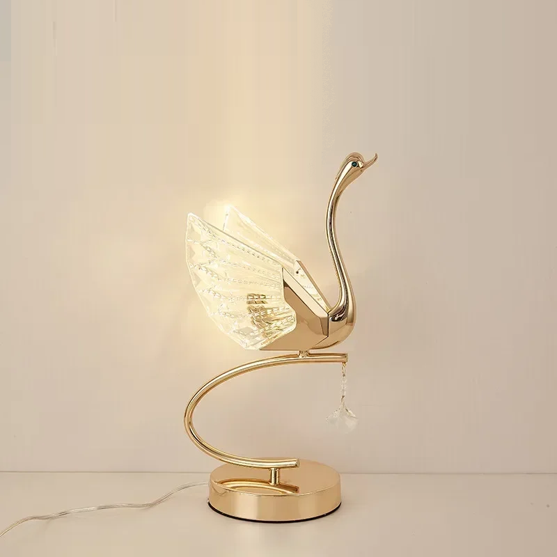 DORIAN Contemporary Swan Table Lamp LED Creative Golden Desk Light Decor For Home Bedroom