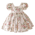 Baby Girls Summer Dress Kids Floral Printed Princess Ball Gowns Children Casual Vintage Frocks Toddlers Soft Cute