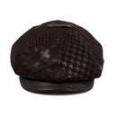 Brown checkered cap with leather trim on a white background, Obroi