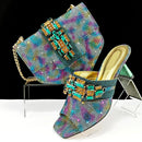 Rhinestone Metal Design Strange High Heel Style Peep Toe Shoes and Bag Set