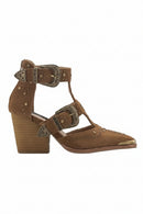 Spring Summer Heels Sandal Designer Pointed Toe Rivet Hollow Out Buckle Gladiator High Heel Shoes
