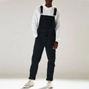 Men's Solid Denim Bib Overalls Casual Denim Jumpsuit Male Suspender Long Pants