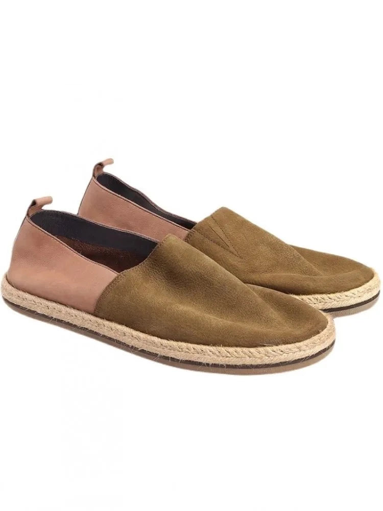 Summer Breathable Genuine Leather Loafers Men Slip-On Daily Casual Flat Shoes Male Vintage