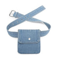 Denim belt with attached flap pocket on a white background, Obroi