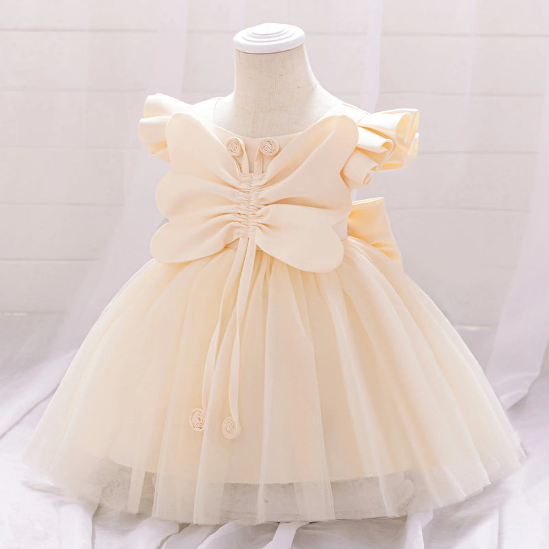 Butterfly Party Girls Dress for Baby Tulle 1st Birthday Gala Princess Prom Gown Dresses Infants Bow Formal Wedding Kids Clothes