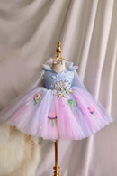 Flower Girls Dress Princess Wedding Party Gowns Dress Sky Blue Lolita Girl Fluffy Special Girl Beauty Pageant Dress