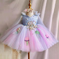 Flower Girls Dress Princess Wedding Party Gowns Dress Sky Blue Lolita Girl Fluffy Special Girl Beauty Pageant Dress